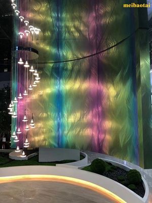 Καλή τιμή Προσαρμοσμένο λόμπι διακοσμήσεων φύλλων ανοξείδωτου ουράνιων τόξων σχεδίων λέιζερ σε απευθείας σύνδεση