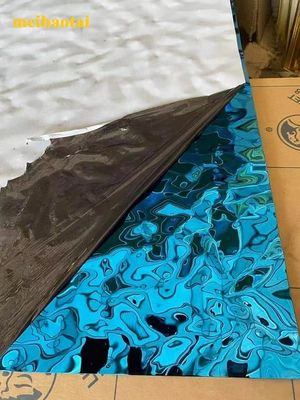 Καλή τιμή Ss304 201 Σίδηρο από ανοξείδωτο χάλυβα Μπλε καθρέφτης νερού κυματισμός φύλλο Διακοσμητική πλάκα σε απευθείας σύνδεση