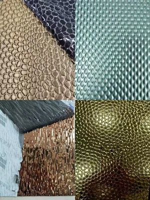 0.85mm πάχος χρώμα επικαλυμμένο ανάγλυφο φύλλο από ανοξείδωτο χάλυβα με διπλή ταινία PVC για διακοσμητική χρήση