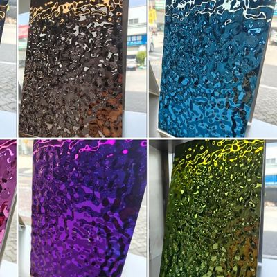 304 από ανοξείδωτο χάλυβα 0,65mm πάχος Ασημένιο καθρέφτη Φινίρισμα νερού κυματισμός Στάμπαρισμα PVD επικαλυμμένο φύλλο από ανοξείδωτο χάλυβα