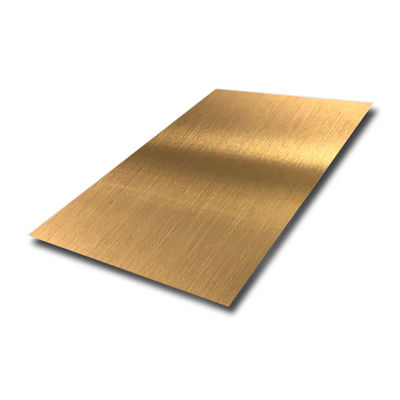Φύλλο ανοξείδωτου χάλυβα PVD Ti Gold Coated 304 Grade Hairline 1219x2438mm