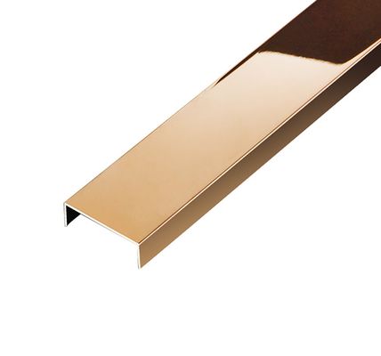SS304 Rose Gold Hairline Mirror Finish Anti Finger Print Stainless Steel U Tile Trim για διακοσμητικό τοίχο