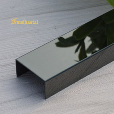 Καλή τιμή PVD Black Coated 304 Ανοξείδωτο Ατσάλι U10 Οριοθέτηση Πλακιδίων για Προστασία Τοίχου και Δαπέδου σε απευθείας σύνδεση