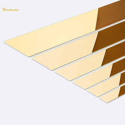 0.55mm πάχος SS304 καθρέφτης ατσάλινα πλακάκια Τρίμ με χρυσή επικάλυψη PVD για τοίχους και το δάπεδο